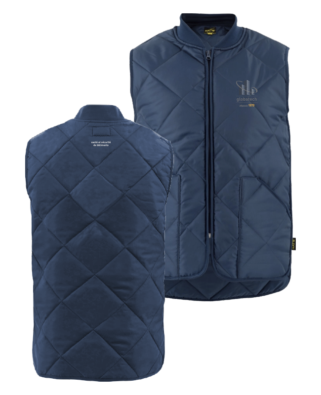 GLOBATECH - WK027 veste de travail matelassée unisexe (MARINE) - BR. 13122 (AVG) - BR. 13127 (NUQUE)