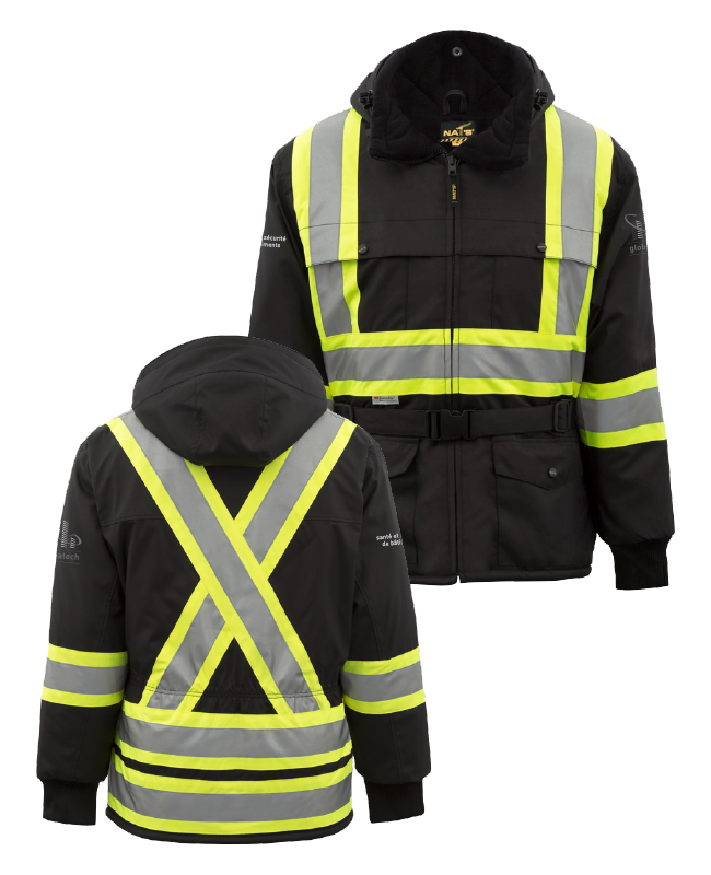 GLOBATECH - WK700 Unisex Winter Safety Coat (BLACK) - 13122-4 (MG) + 13127 (MD)