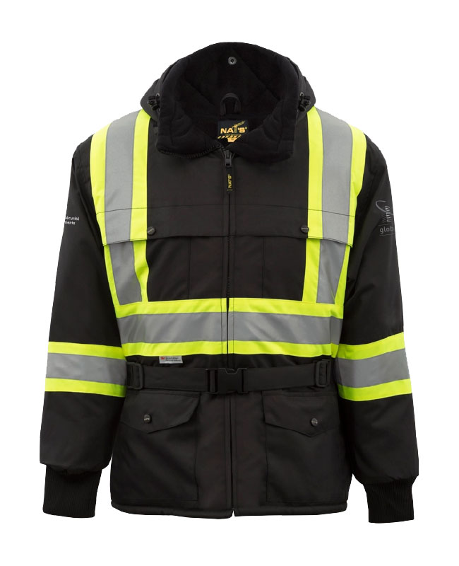 GLOBATECH - WK700 manteau de sécurité d'hiver unisexe (NOIR) - 13122-4 (MG) + 13127 (MD)
