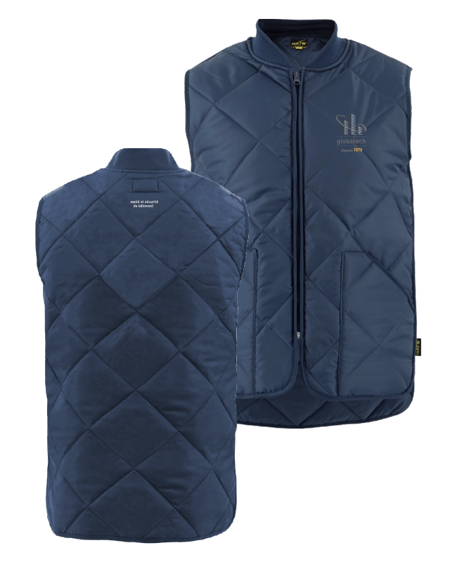 GLOBATECH - WK027 Unisex Quilted Work Jacket (NAVY) - 13122 (AVG) + 13127 (NUQUE)